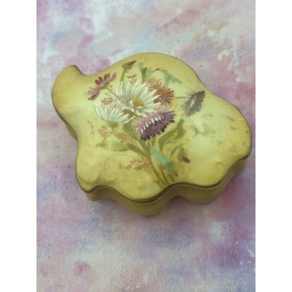 Antique ceramic jewellery box hand painted